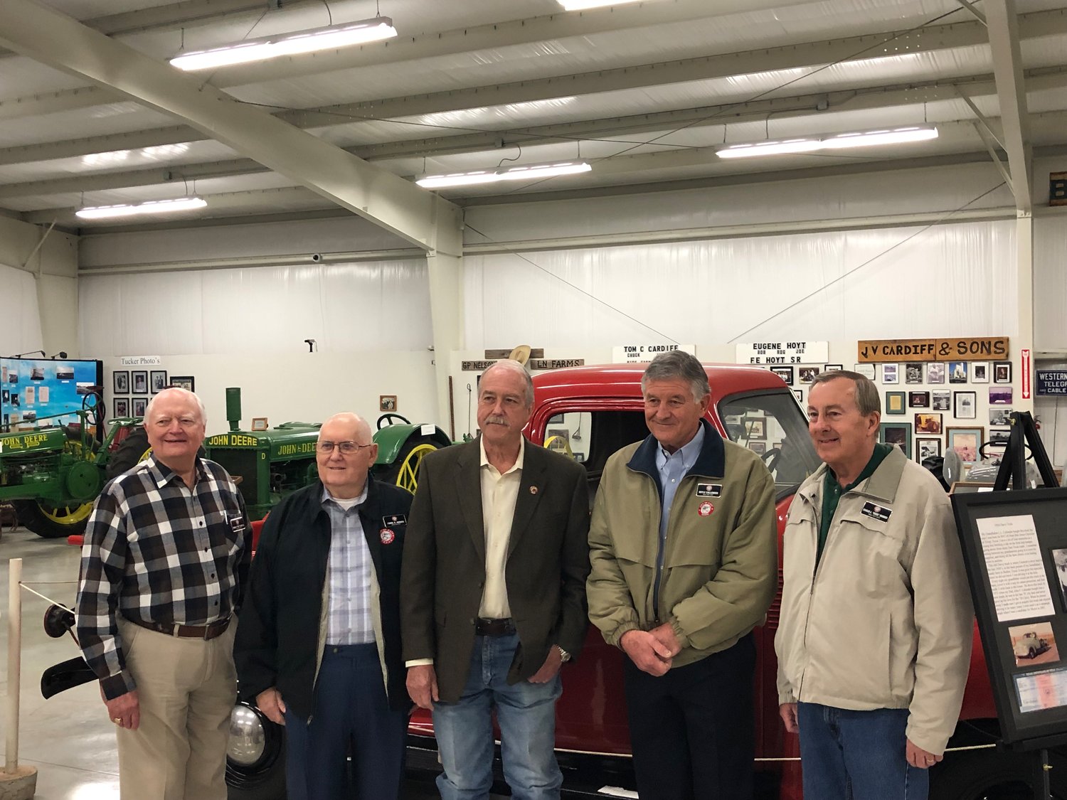 Katy mayors Don Elder Jr., Fabol Hughes, Bill Hastings, Doyle Callender, and Chuck Brawner pose at the Coffee with the Mayors event held Feb. 24 at the Johnny Nelson Katy Heritage Museum. Not pictured are former mayors Skip Conner and Hank Schmidt.